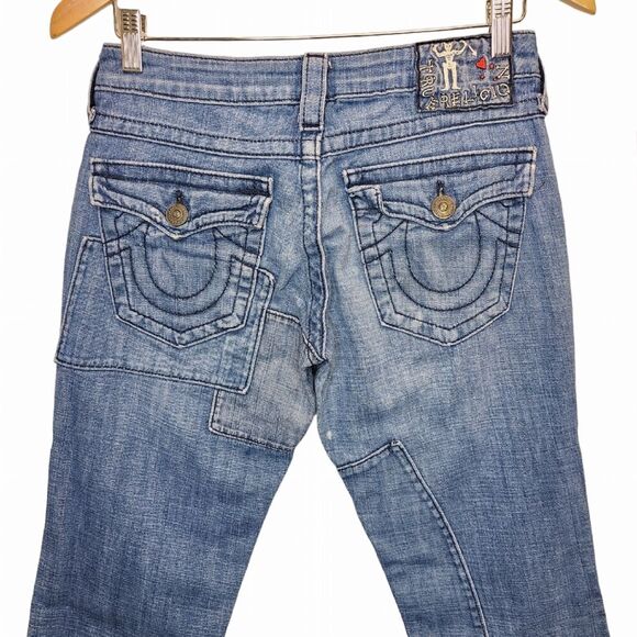 Y2K Vintage True Religion Women's 27 Billy Denim Patchwork Straight Leg Jeans - Picture 8 of 15